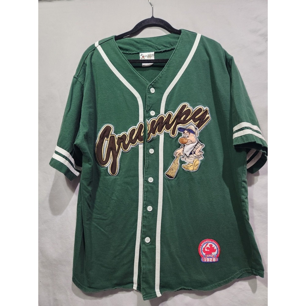 Disney Grumpy Green Baseball Jersey Shirt with White Trim
